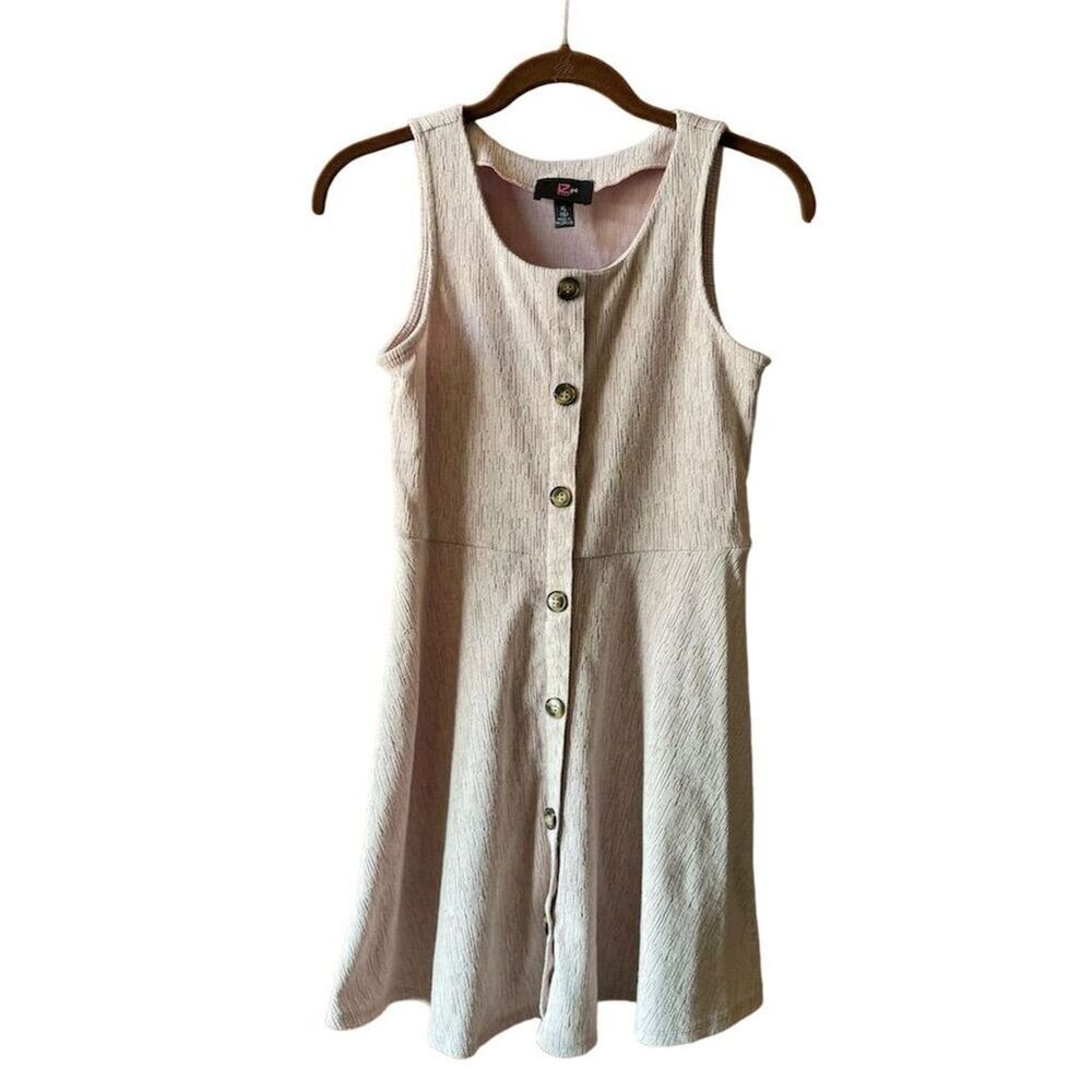 Girls IZ Byer Rose Fit & Flare Button Front Dress Size XL (16) Sleeveless Casual